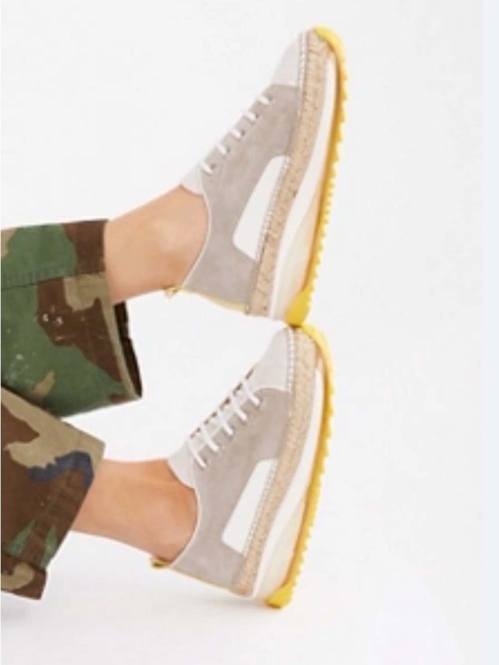 Ateliers Suede Lace-Up Sneakers with Yellow Sole